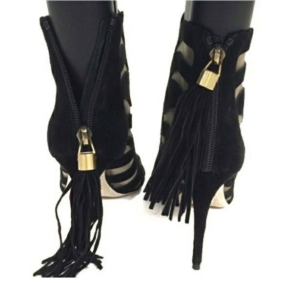 Black Paul Andrew 'Hanaa 90' Suede Cutout Booties - 36 - Picture 6 of 10